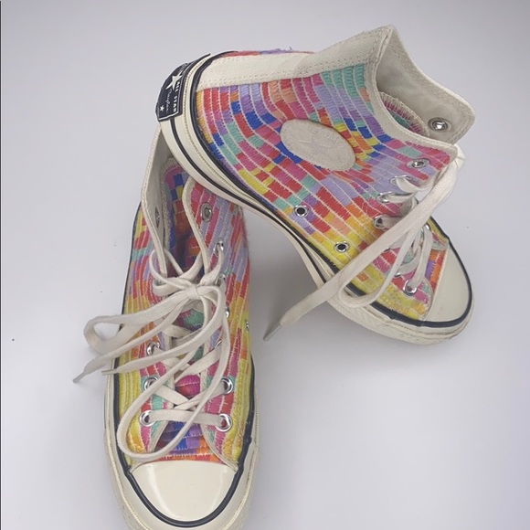 👟CONVERSE MARA HOFFMAN Rainbow Hi Top Sneakers👟 - Picture 2 of 8
